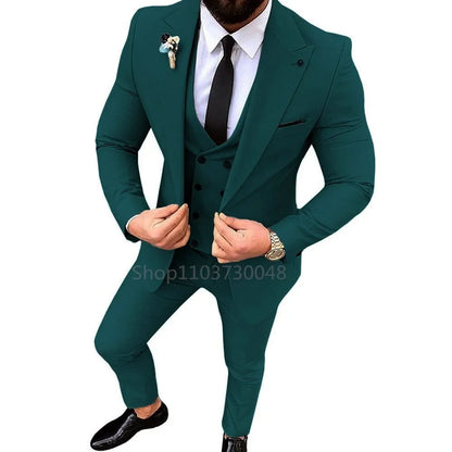 Ensemble de 3 costumes de smoking pour homme avec blazer, gilet simple boutonnage et pantalon pour mariage et occasions professionnelles décontractées