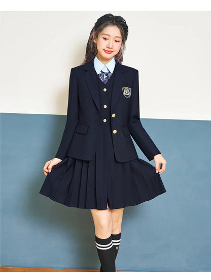College Style Women's Suit2024New Autumn Small Stature Elegant Campus Suit OutfitjkUniform Suit Dress Set