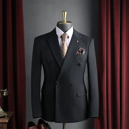 Man Suit Coat Double-breasted Long Sleeve Men Outerwear Slim Simple Solid Long Sleeve Comfortable Wedding Business Male Blazer