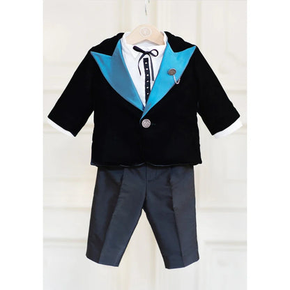 Chic Baby Boy Clothes Fashion Party Wedding Tuxedo 2 Piece Cute Peak Lapel One Button Jacket Sets Formal Kid Suit (Blazer+Pants)