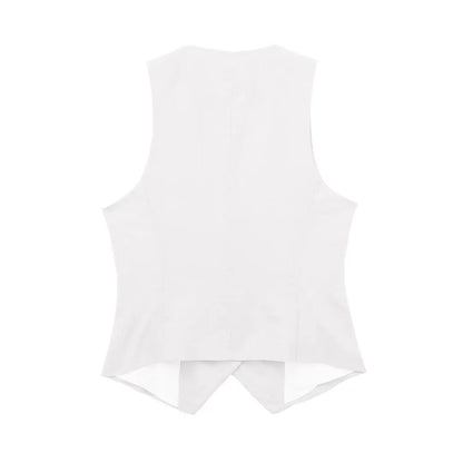 Women's Vest Tops 2024 Cropped Sleeveless Suit Vest Office Casual White Black Vest For Women Summer Formal Vests Woman