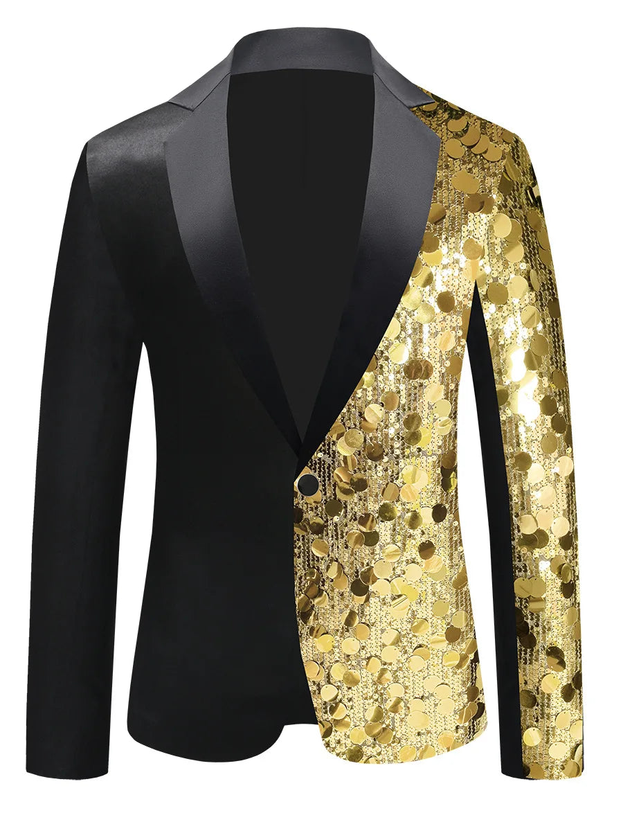 Men's Personality Shiny Sequins Suit Jackets Male Bar Nightclub Singer Tour Concert Stage Shiny Blazers Tuxedo Party Costume