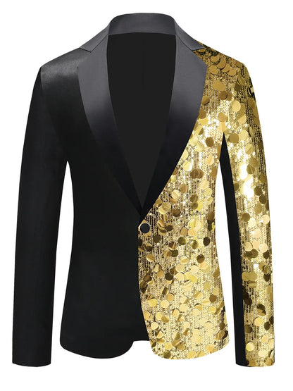 Men's Personality Shiny Sequins Suit Jackets Male Bar Nightclub Singer Tour Concert Stage Shiny Blazers Tuxedo Party Costume