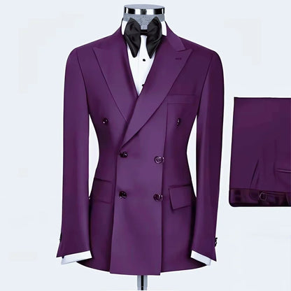 New Style Men Double Breasted Suits 2 Pieces Slim Fit Wedding Tuxedo Set Formal Blazer with Pants Prom Party Groom Office Wear