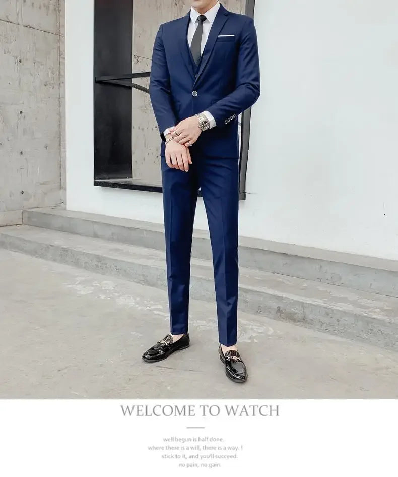 Men's Three-Piece Slim Fit Suit | Blazer, Waistcoat & Trousers for Formal and Business Occasions