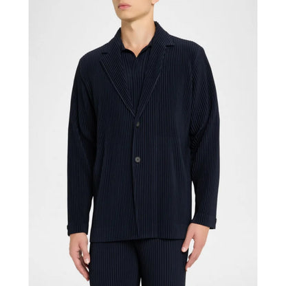 Men's Miyake Pleated Style Blazer Jacket Japanese Casual Stretch Slim Fit Business Office Fashion Luxury Wrinkle Resistant Coat