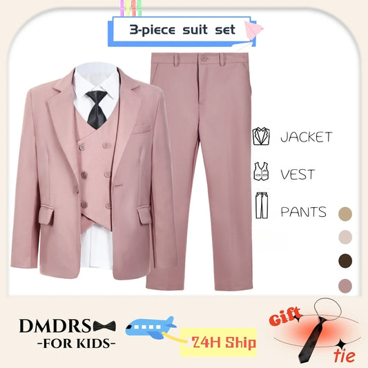 Boys Suit Set 4-Piece Formal Tuxedo for Kids Wedding Pageant Party Ages 3–14