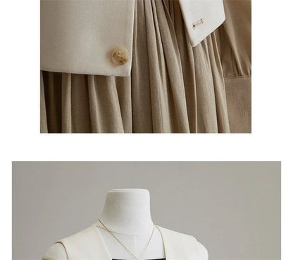 Women Fashion Leisure V-neck Lined Waistcoat Korean Female Short Suit Sleeveless Spring Autumn Lady Solid Color Blazer Vest Tops