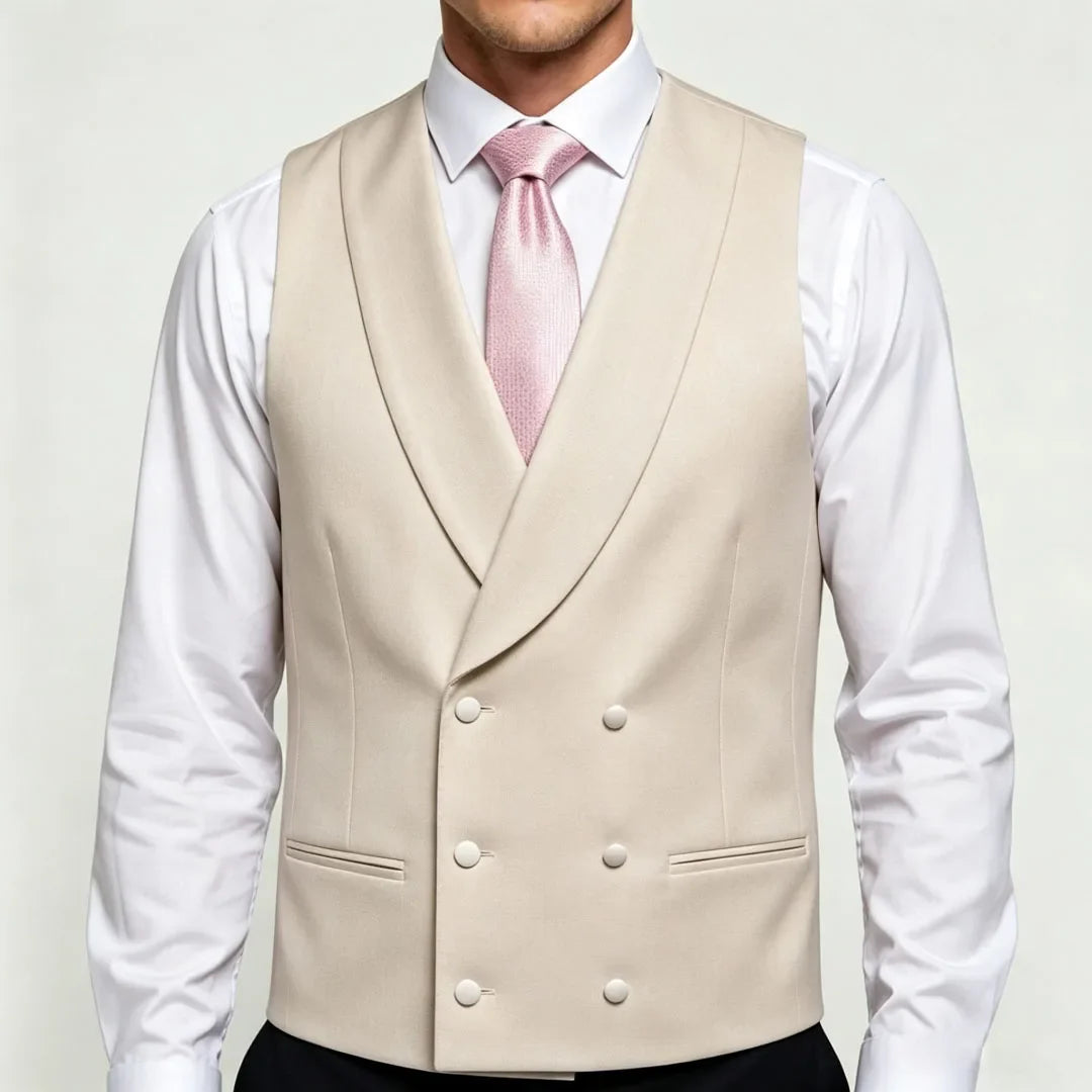 Men's Double Breasted Vest – Formal Lapel Waistcoat for Wedding & Business