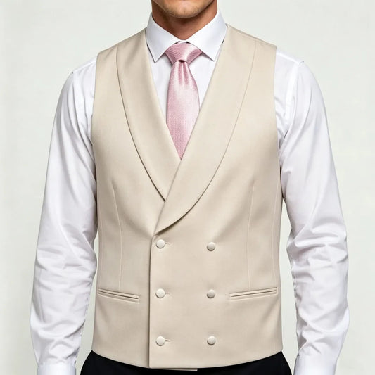 Men's Double Breasted Vest – Formal Lapel Waistcoat for Wedding & Business