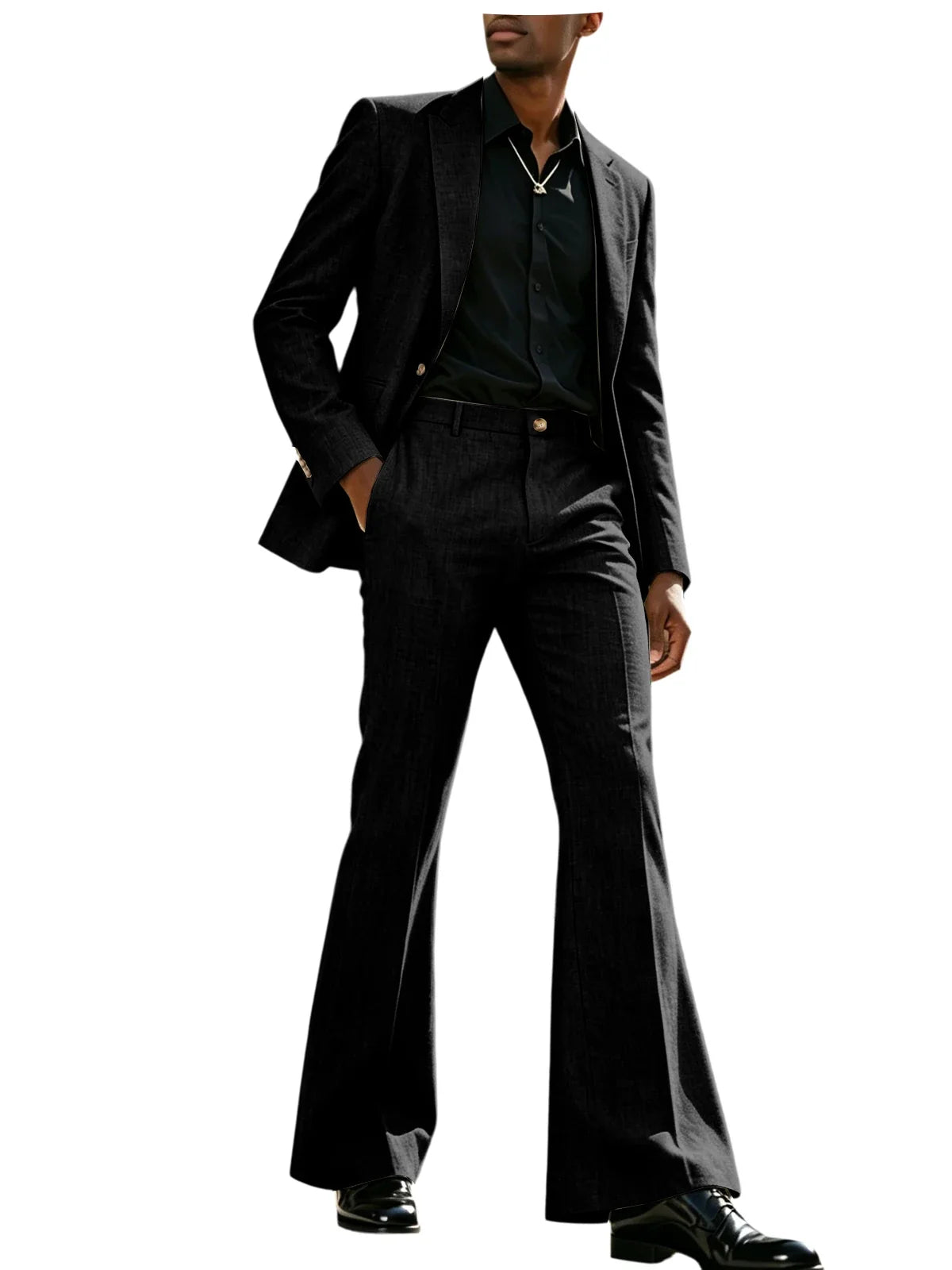 Men's 2-Piece Retro Flare Suit – Slim Fit Bell Bottom Blazer & Wide Leg Pants for Formal Occasions