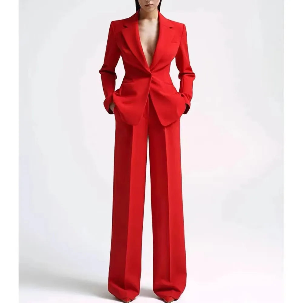 Women's Suit Party Wedding Fashion Style 2pcs Slim Fit Prom Blazer Pants Outfit Dress Evening Dresses for Prom Lady Clothes