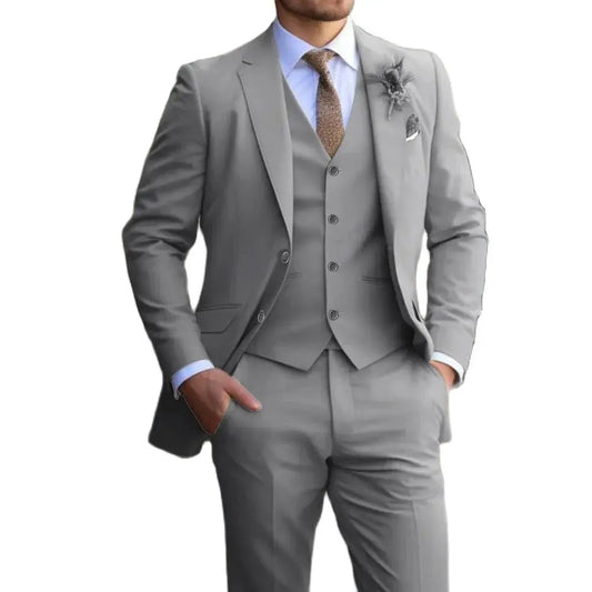 Men's 3-Piece Slim Fit Suit – Khaki Formal & Wedding Dress Set