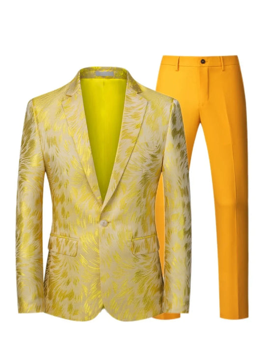 Stylisn Patterned man Suits 2 Pieces Jacket Pants Party Prom Wear Men's Regular Fit Suit Set For Performance Long Sleeved Tuxedo