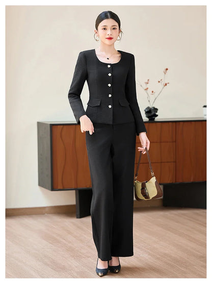 Fashionable professional women's two-piece trousers + suit jacket, exquisite elegant, 2025 autumn winter new style