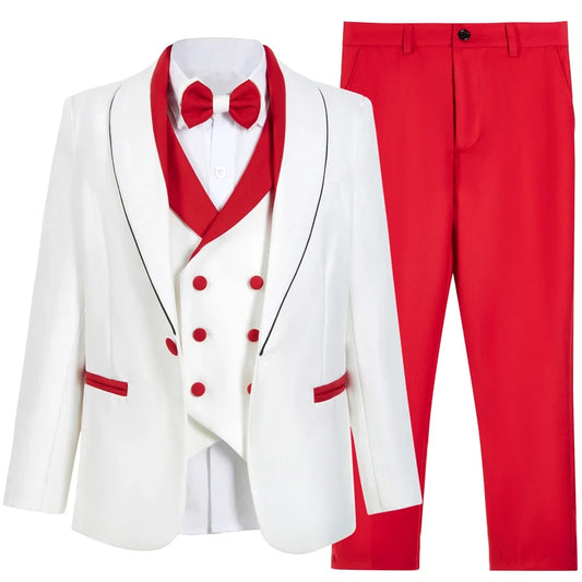 Boys Suit Set 3-14 Years – Formal Blazer Vest Pants Bowtie Tuxedo for Weddings