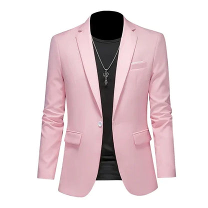 Men's Slim Fit Single-Breasted Blazer for Business Casual and Wedding Occasions