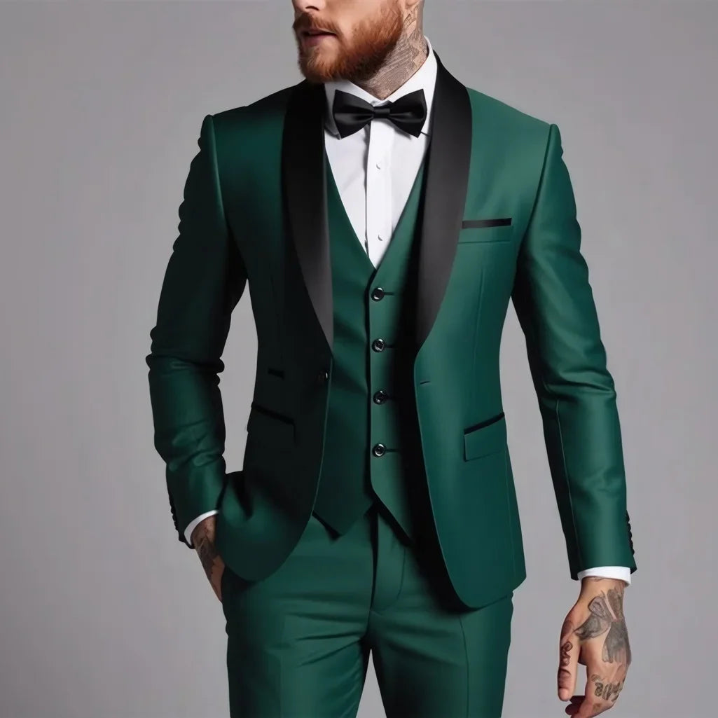 High-quality, fashionable and stylish new business casual suit set for men, men's wedding dress suit set of three pieces