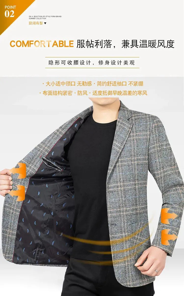 2026 Blazer Men's Fashionable Business Banquet Dance Singer Plaid Fitted Casual Trendy Wedding Banquet Dress Performance Blazer