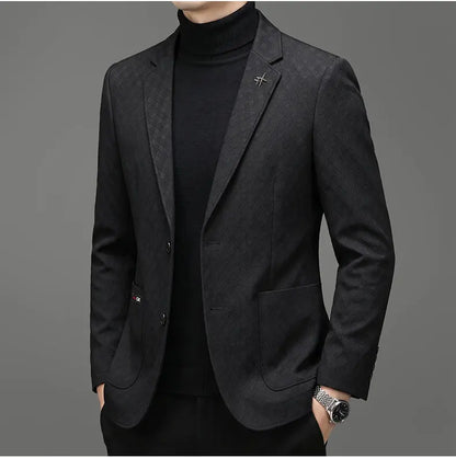Men's Blazer Smart Casual Single-Breasted Suit Jacket for Business and Leisure – Brown, Khaki, Wine Red, Black