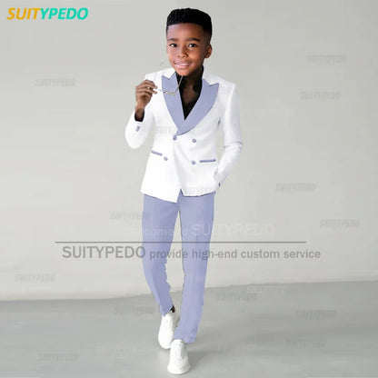 Fashion Children Suit Sets Luxury Wedding Party Flower Boys Slim Fit Costumes Graduation Ceremony Formal Blazer Pants Two Pieces