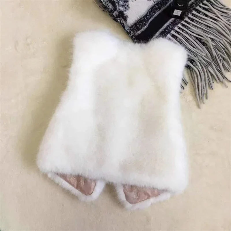 Women Fur Vest New Autumn Winter Female Waistcoat Korean Warm White Black Pink Faux Fur Jacket Fashion Tank Top Sleeveless Coats