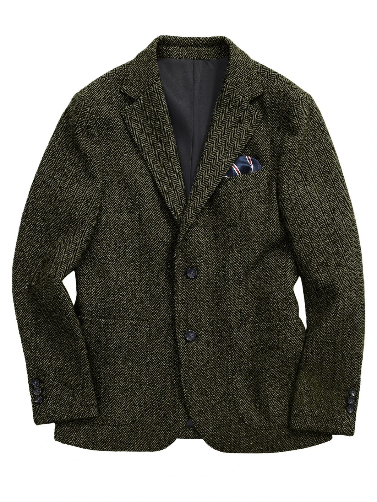 Navy Blue Herringbone Men's Suits Blazer Single Breasted Suit Jacket Formal Fashion Notch Lapel Coat for Wedding Business Casual