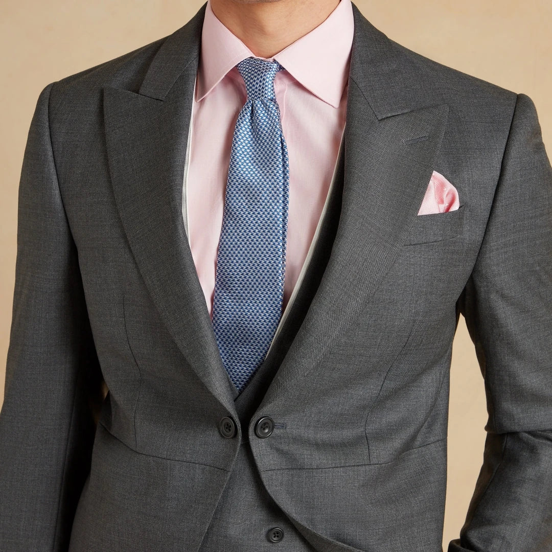Men Suit Dark Gray 3 Piece Solid With Lapel Tuxedo Set For Wedding Groom Birthday Banquet Party Prom Business Jacket Vest Pants