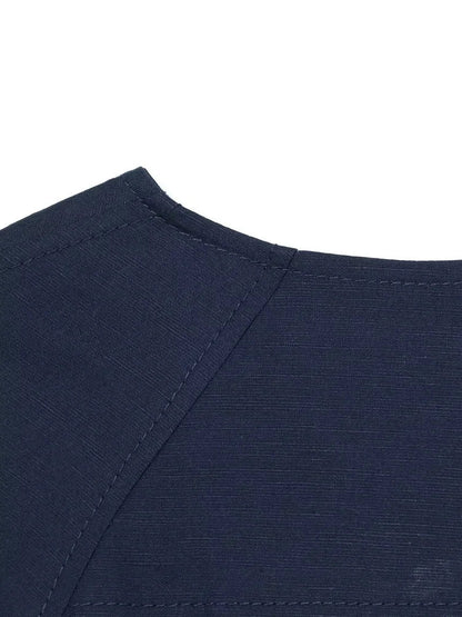 Women Collarless Cropped Blazer Round Neck Button Front Short Jacket Minimalist Loose Office Lady Casual Outerwear