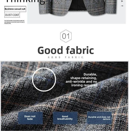 Blazer Men's Fashionable High-end Business-oriented Outdoor Gentleman's Trendy Checked Casual Wear for Hosting Weddings Blazer