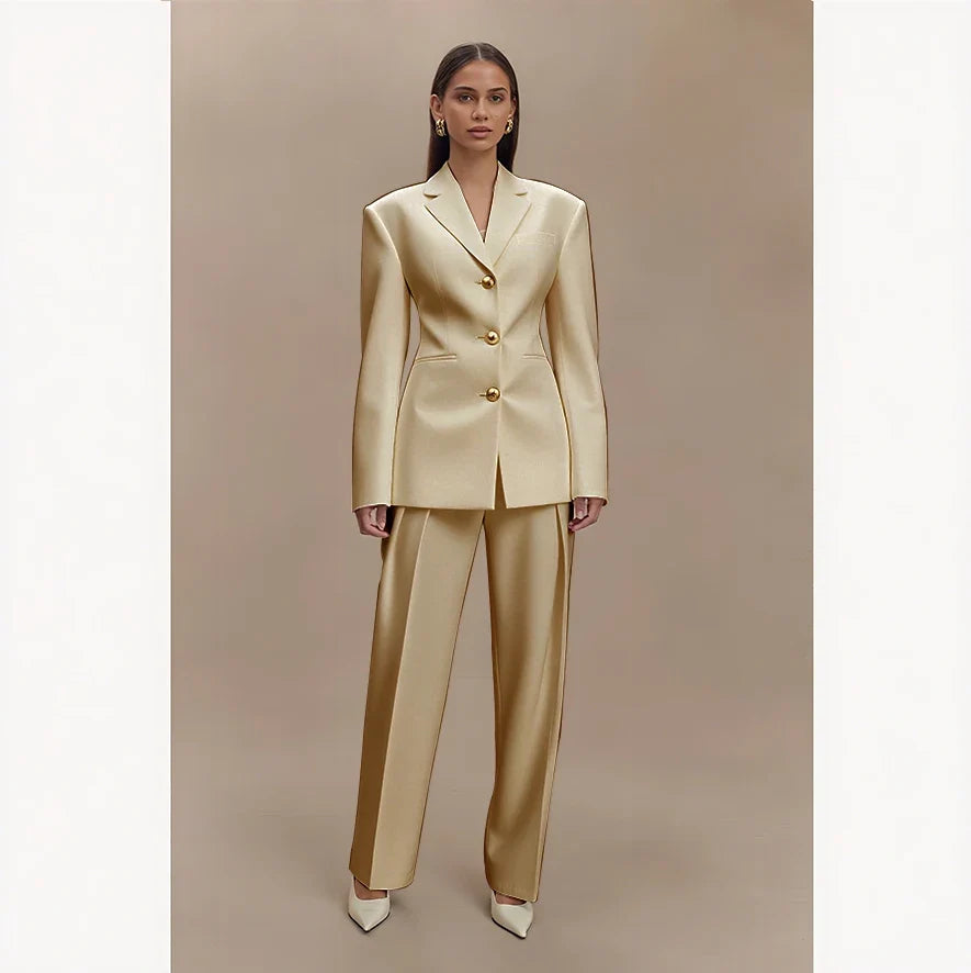Dark Blue Women Suits Customized Slim Fitted Single-breasted Two Pieces(Jacket+Trousers) Ladies Formal Party Wedding Set