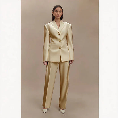Dark Blue Women Suits Customized Slim Fitted Single-breasted Two Pieces(Jacket+Trousers) Ladies Formal Party Wedding Set