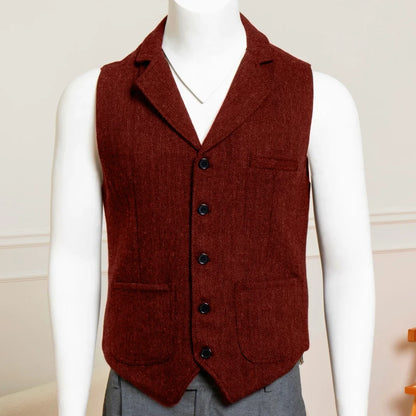 Men's Formal Vest Single Breasted Lapel Waistcoat for Weddings & Business