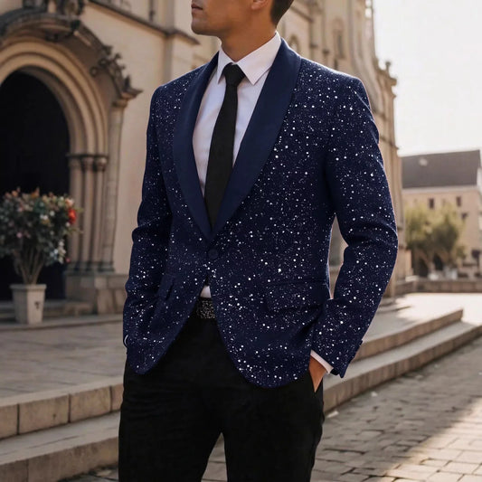Men's Single Breasted Shiny Blazer for Weddings, Banquets and Formal Occasions
