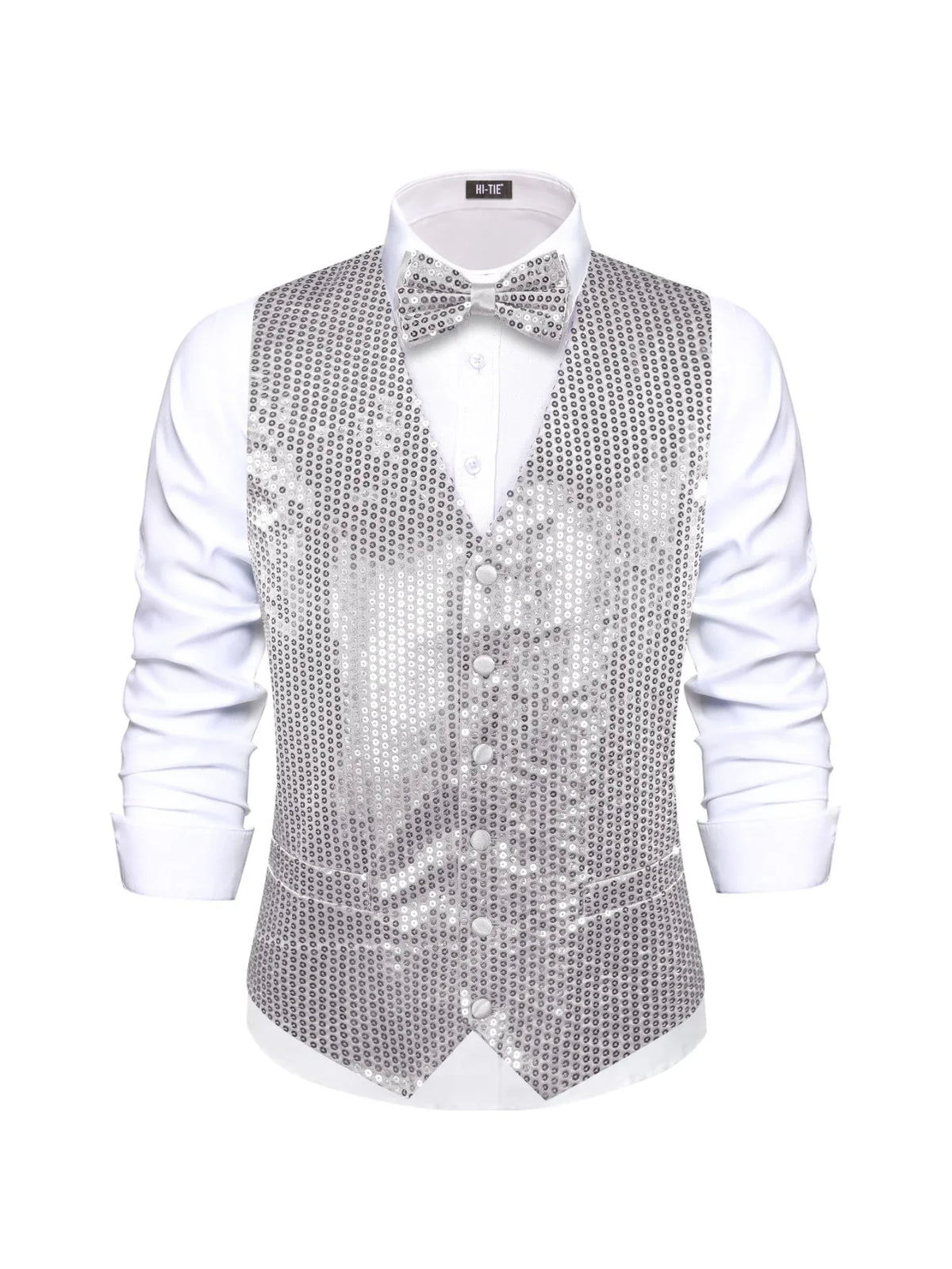 Men's Sequin Vest – Sleeveless Single Breasted Formal Waistcoat for Weddings & Events