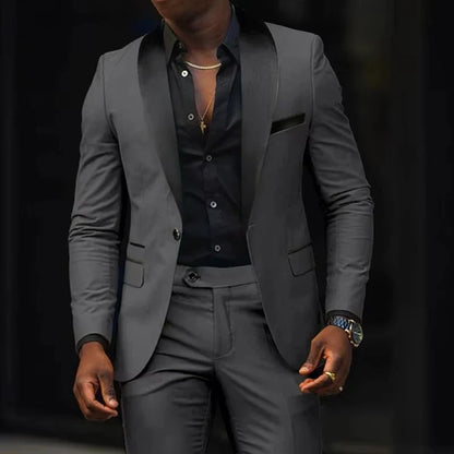 Men's 2-Piece Single Breasted Slim Fit Business Suit – Blazer & Pant Set