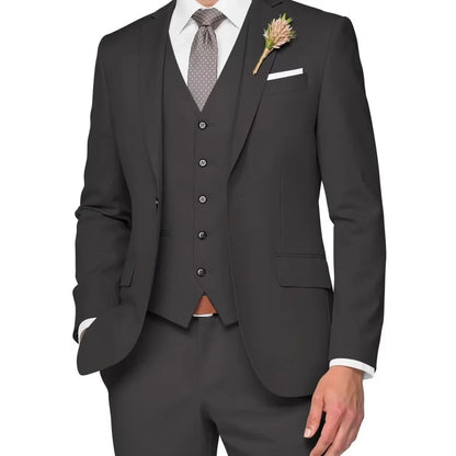 Costume de Mariage Formel pour Hommes Élégant Haut de Gamme Slim Fit 3 Pièces Blazer Gilet Pantalon Business Décontracté pour Soirée Dansante