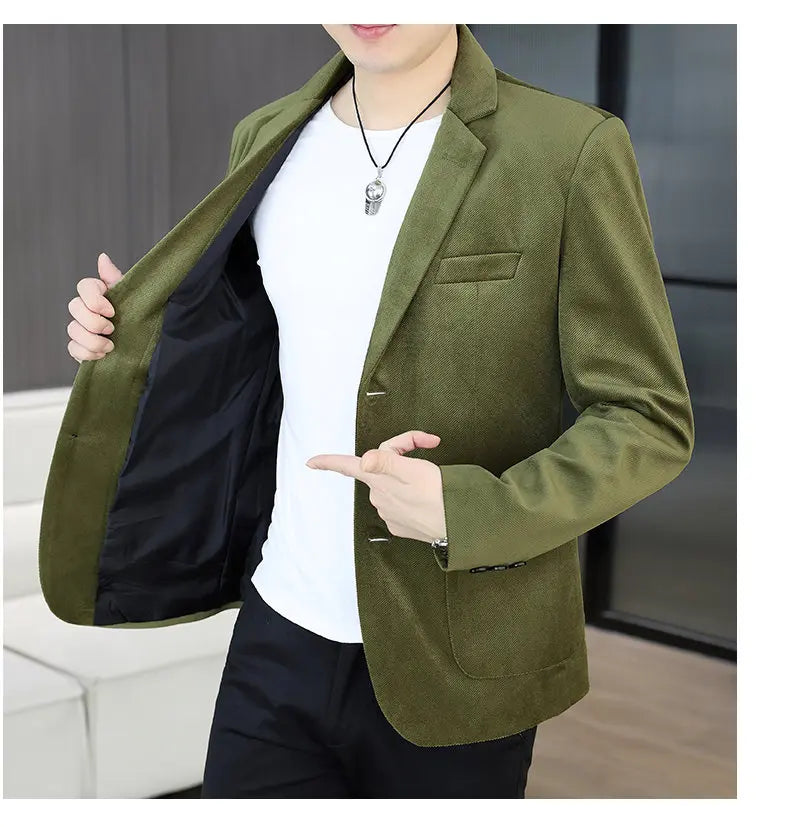 Blazer's New Men's Fashion Outdoor Travel Camping Youth Wedding Hosting Campus Slimming Casual Solid Color Korean Version Blazer