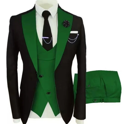 Men's Three-Piece Suit Single Breasted Straight Fit for Business and Formal Occasions