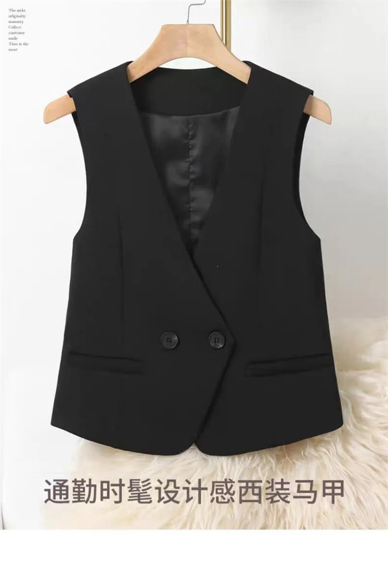 Women's Blazer Vest Coat 2026 Spring Autumn Sleeveless Ladies Vest Jacket Casual Tops Fashion Ladies Waistcoat Chaleco Mujer
