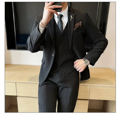 Men's 3-Piece Suit – Blazer, Vest & Trousers | Smart Casual Business & Wedding Suit