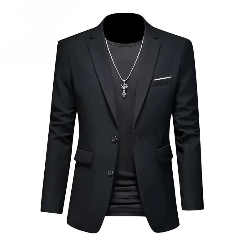 Men's Slim Fit Blazer Single Button Formal Wedding Tuxedo Jacket