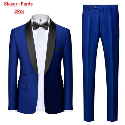 Men's Slim Fit Formal Suit Set – Blazer, Vest & Pants for Weddings & Parties