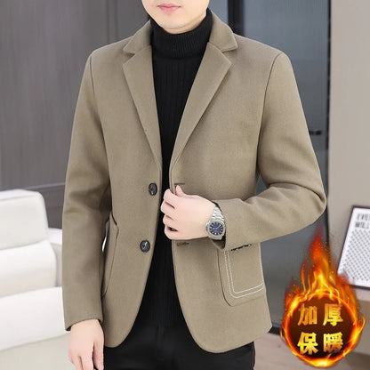Blazer Men Fashion, Business Gentleman, Groom, Professional Gentleman, Fitted, Casual, Woolen and Cotton Dress, High-end Blazer
