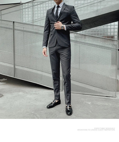 Men's Slim Fit Business Suit – Smart Casual Single Breasted Formal Suit for Work, Wedding & Special Occasions