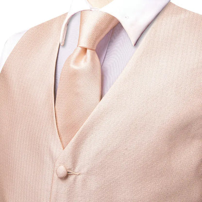 Men's Vest Double Breasted Satin V-Neck Waistcoat with Tie and Pocket Square 3-Piece Set for Weddings and Formal Events