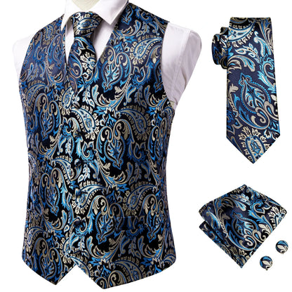 Men's Vest Suit Set – Champagne Gold Paisley Waistcoat for Weddings & Formal Events