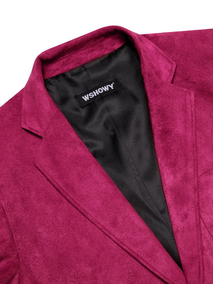 Vintage Mens Suede Blazer Jacket Casual Business Single Breasted Suit Coat Long Sleeve Patch Pocket Blazer for Office Streetwear