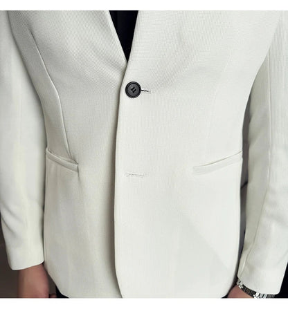 Waffle New Chinese Stand-Up Collar Suit Coats Men Slim Fit Business Casual Fashion Suits Jacket Formal Social Prom Party Tuxedos