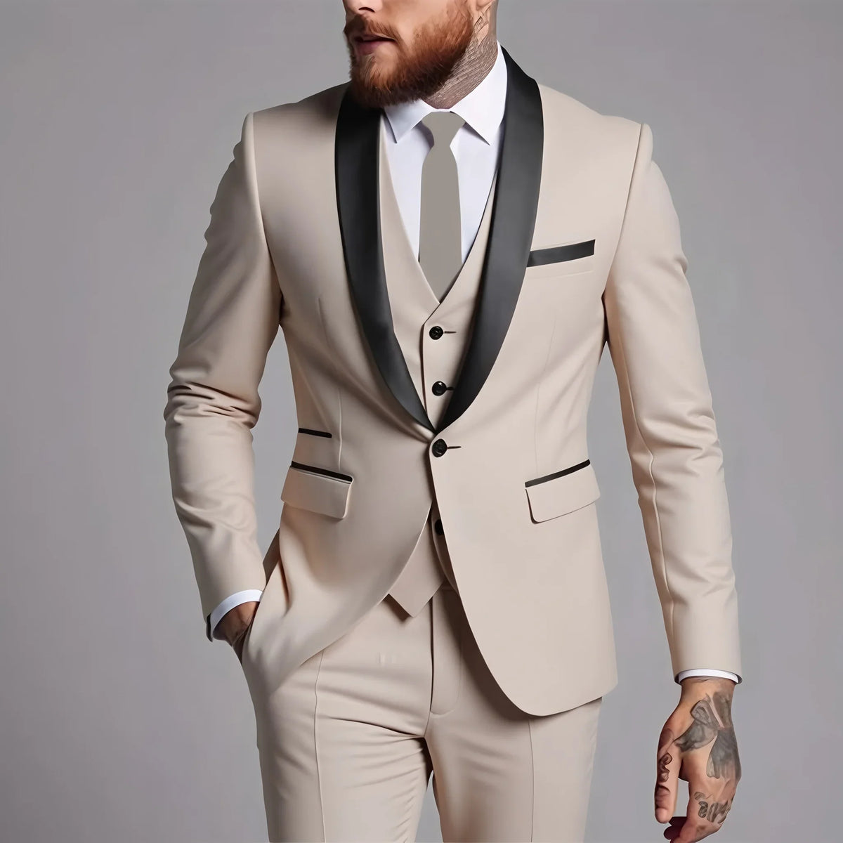 Ensemble costume homme 3 pièces : veste, gilet et pantalon / Affaires, marié, mariage, robe formelle, blazer, pantalon, gilet